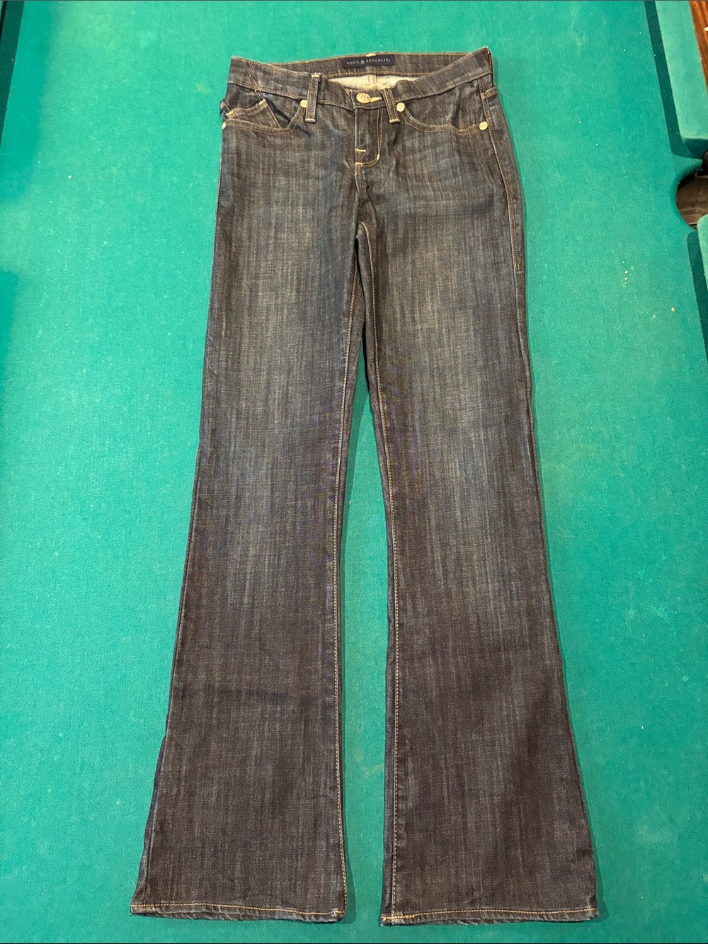 Rock & Republic Women's 6M Kasandra Dark Blue Flare Jeans Wide Leg Denim